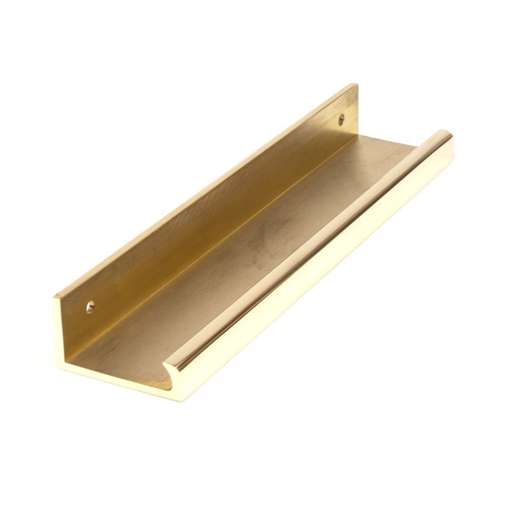 This is an image showing From The Anvil - Polished Brass 200mm Plain Edge Pull available from trade door handles, quick delivery and discounted prices