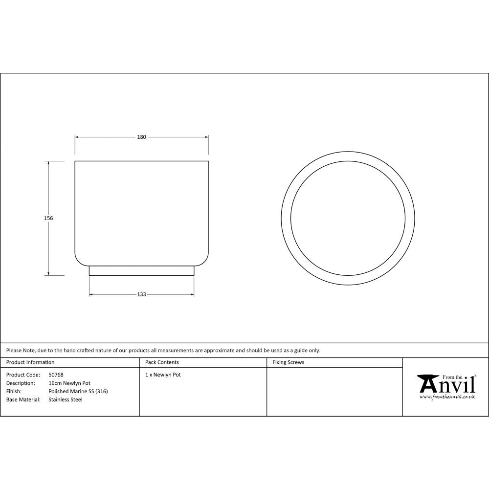 This is an image showing From The Anvil - Polished Marine SS (316) 16cm Newlyn Pot available from trade door handles, quick delivery and discounted prices