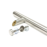 This is an image showing From The Anvil - Satin SS (304) 100mm Bolt Fixings for T Bar (2) - Offset available from trade door handles, quick delivery and discounted prices