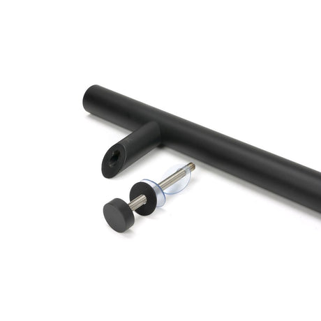 This is an image showing From The Anvil - Matt Black SS (304) 100mm Bolt Fixings for T Bar (2) - Offset available from trade door handles, quick delivery and discounted prices