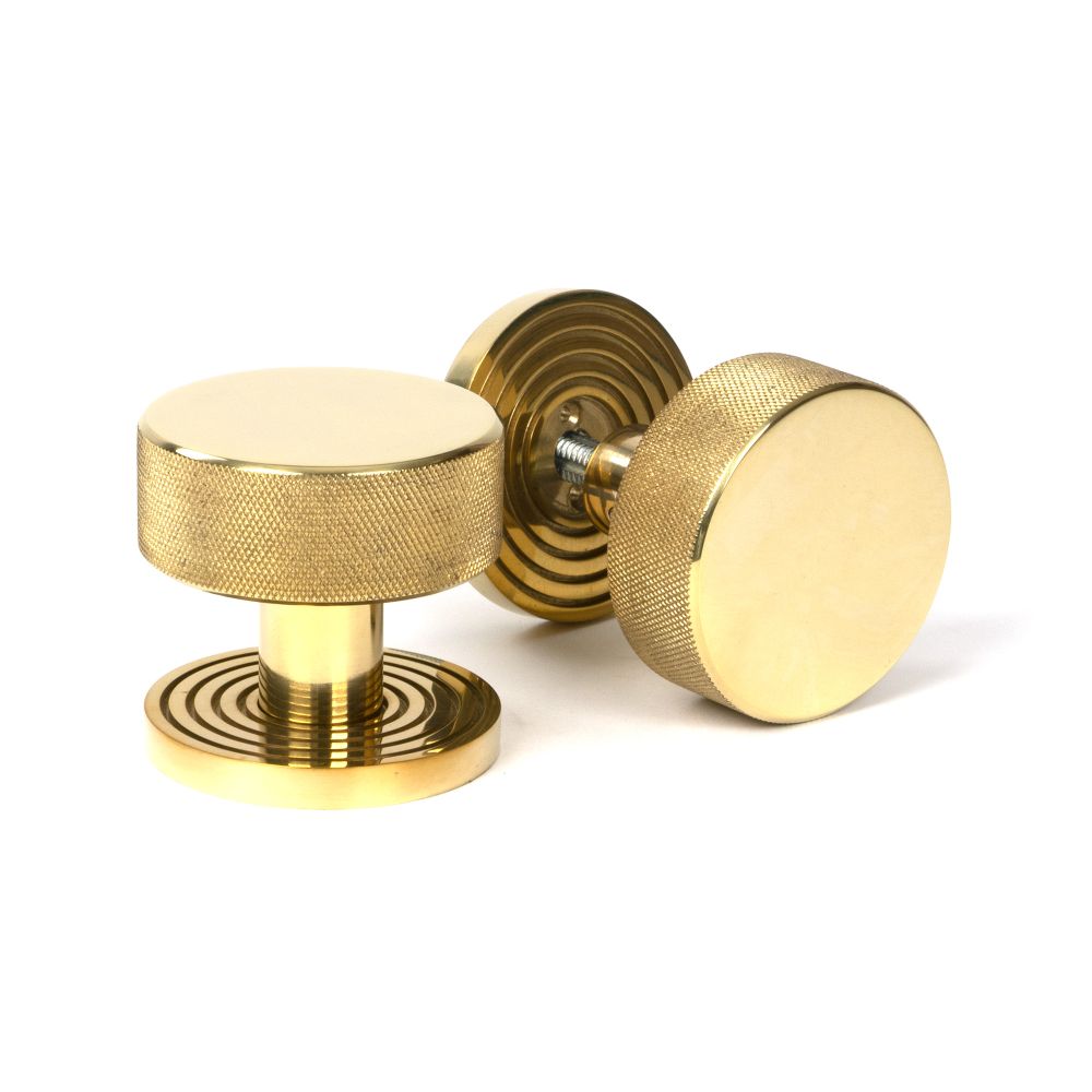 This is an image showing From The Anvil - Polished Brass Brompton Mortice/Rim Knob Set Knob (Beehive) available from trade door handles, quick delivery and discounted prices