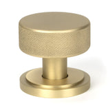 This is an image showing From The Anvil - Satin Brass Brompton Mortice/Rim Knob Set (Art Deco) available from trade door handles, quick delivery and discounted prices