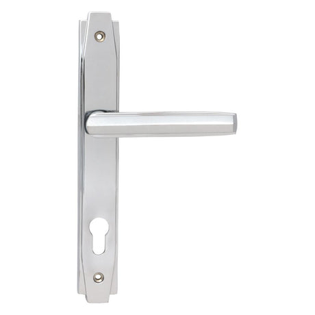 This is an image showing From The Anvil - Polished Chrome Art Deco Slimline Lever Espag. Lock Set available from trade door handles, quick delivery and discounted prices