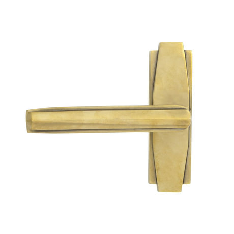 This is an image showing From The Anvil - Aged Brass Art Deco Lever on Rose Set available from trade door handles, quick delivery and discounted prices