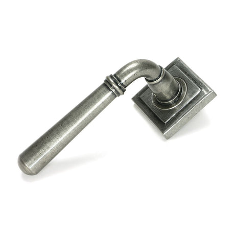 This is an image showing From The Anvil - Pewter Newbury Lever on Rose Set (Square) - Unsprung available from trade door handles, quick delivery and discounted prices