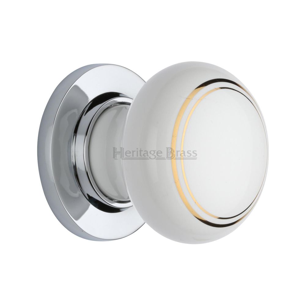 This is an image of a Heritage Brass - Gold Line Knob with Polished Chrome base, 6010-pc that is available to order from Trade Door Handles in Kendal.