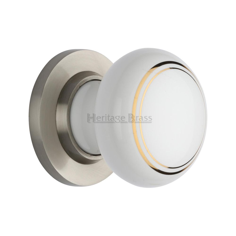 This is an image of a Heritage Brass - Gold Line Knob with Satin Nickel base, 6010-sn that is available to order from Trade Door Handles in Kendal.