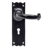 This is an image showing From The Anvil - Black Cottage Lever Lock Set available from trade door handles, quick delivery and discounted prices