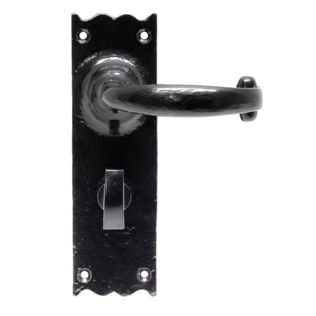 This is an image showing From The Anvil - Black Cottage Lever Bathroom Set available from trade door handles, quick delivery and discounted prices
