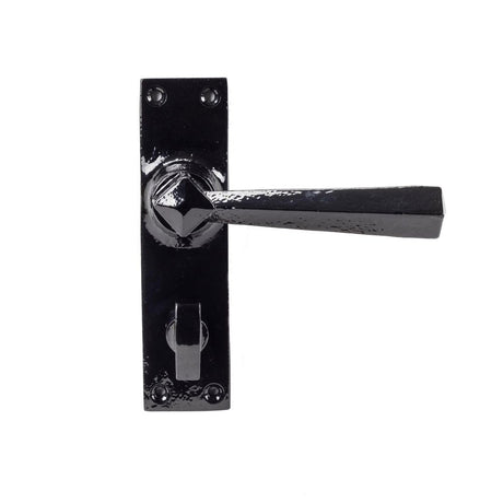 This is an image showing From The Anvil - Black Straight Lever Bathroom Set available from trade door handles, quick delivery and discounted prices