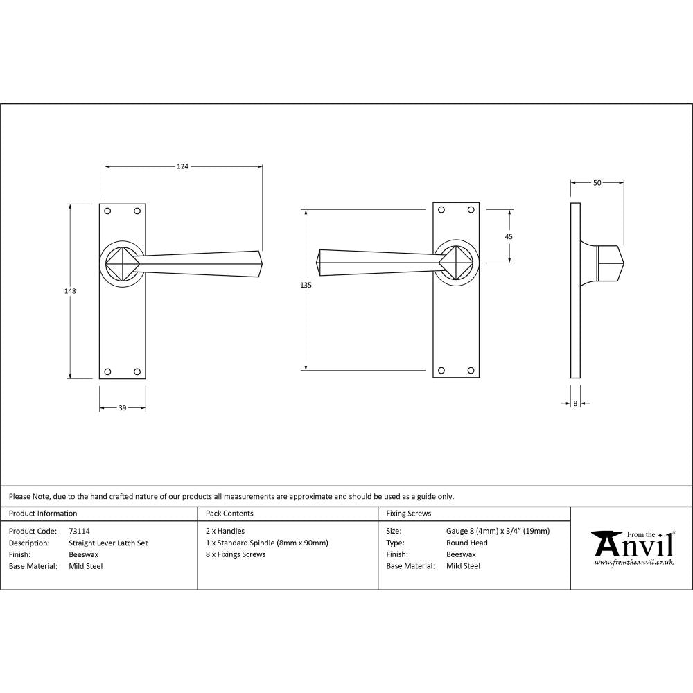 This is an image showing From The Anvil - Beeswax Straight Lever Latch Set available from trade door handles, quick delivery and discounted prices