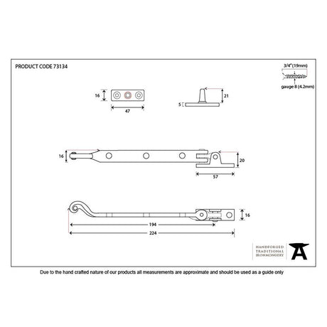 This is an image showing From The Anvil - Black 8" Rosehead Stay available from trade door handles, quick delivery and discounted prices