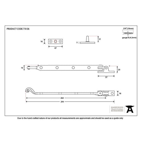 This is an image showing From The Anvil - Black 11" Rosehead Stay available from trade door handles, quick delivery and discounted prices