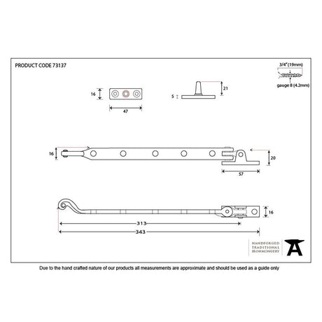 This is an image showing From The Anvil - Black 13" Rosehead Stay available from trade door handles, quick delivery and discounted prices