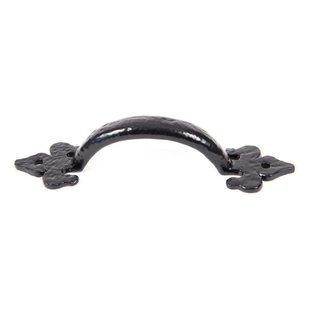 This is an image showing From The Anvil - Black Cast 6" Fleur De Lys Pull Handle available from trade door handles, quick delivery and discounted prices