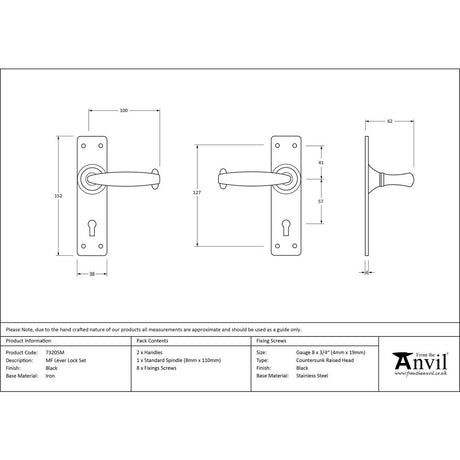 This is an image showing From The Anvil - Black MF Lever Lock Set available from trade door handles, quick delivery and discounted prices