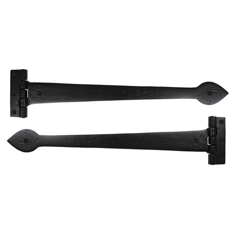 This is an image showing From The Anvil - Black Smooth 18" Cast T Hinge (pair) available from trade door handles, quick delivery and discounted prices