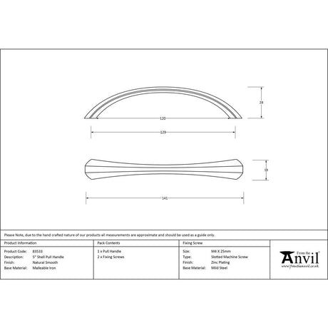 This is an image showing From The Anvil - Natural Smooth 5" Shell Pull Handle available from trade door handles, quick delivery and discounted prices