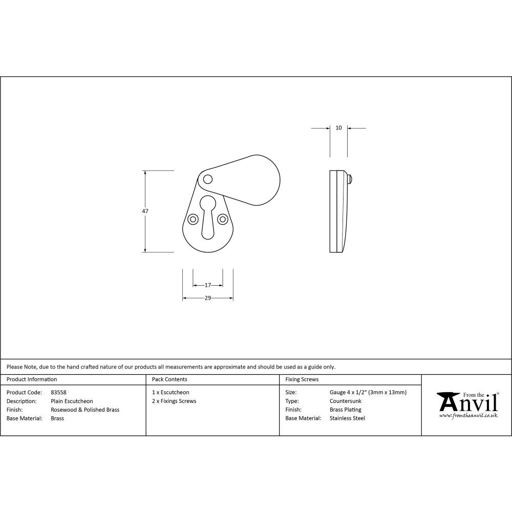 This is an image showing From The Anvil - Rosewood Plain Escutcheon available from trade door handles, quick delivery and discounted prices