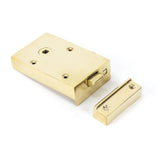 This is an image showing From The Anvil - Polished Brass Left Hand Bathroom Latch available from trade door handles, quick delivery and discounted prices