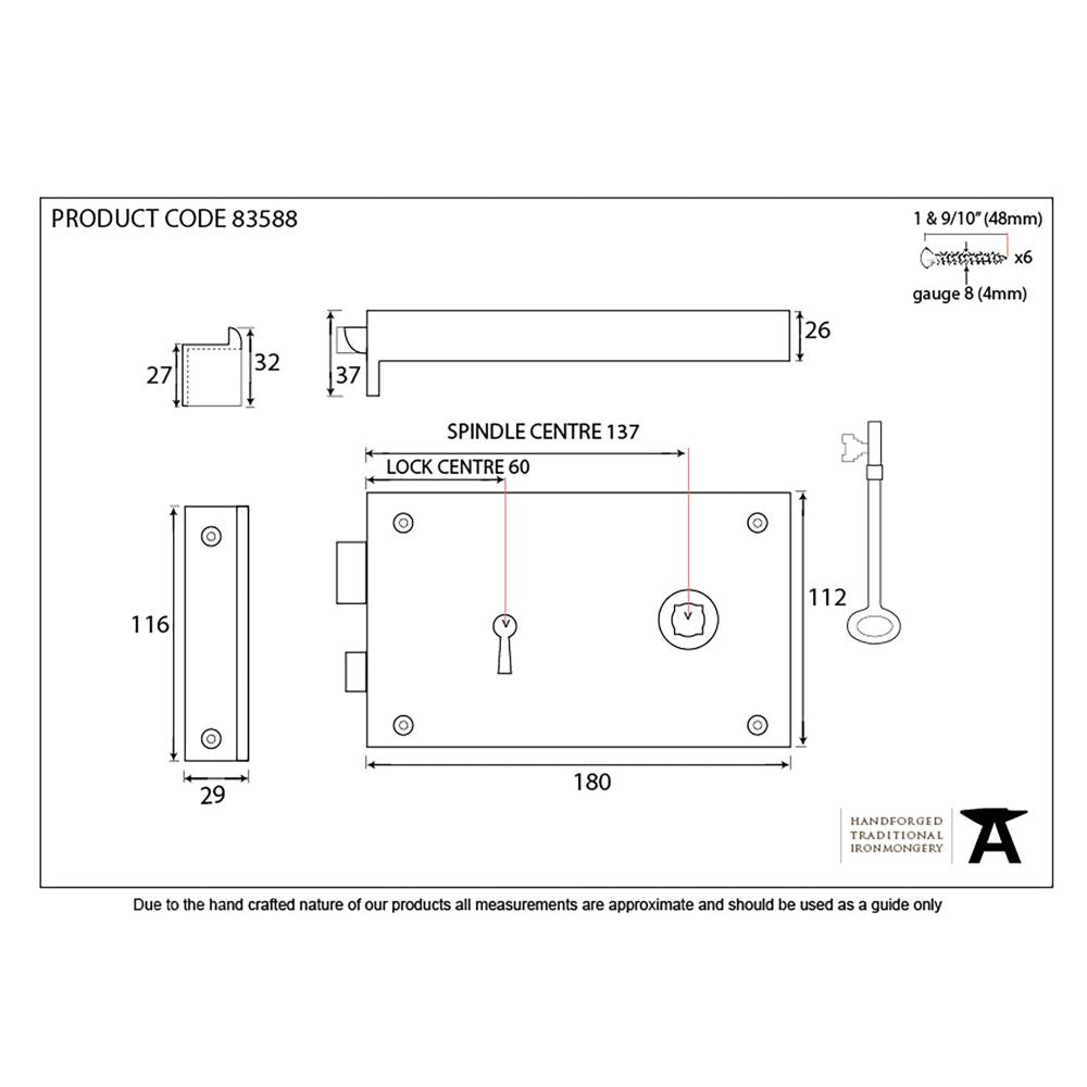 This is an image showing From The Anvil - Polished Brass Right Hand Rim Lock - Large available from trade door handles, quick delivery and discounted prices