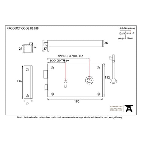 This is an image showing From The Anvil - Polished Brass Right Hand Rim Lock - Large available from trade door handles, quick delivery and discounted prices