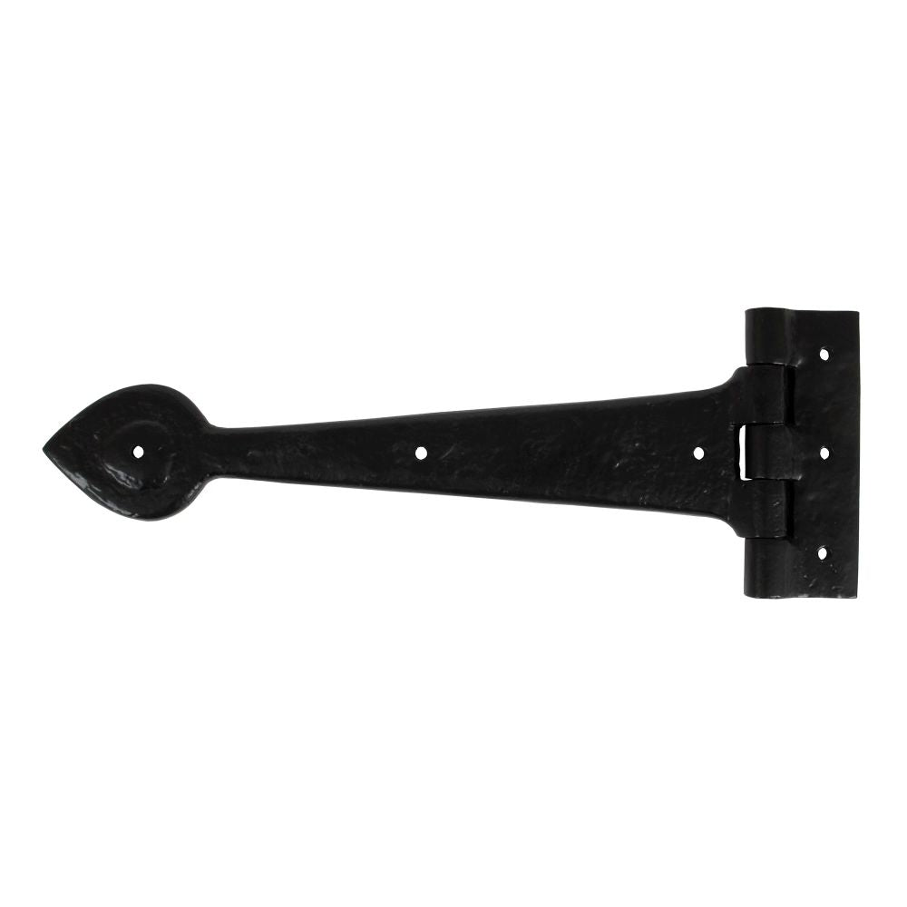 This is an image showing From The Anvil - Black Textured 12" Cast T Hinge (pair) available from trade door handles, quick delivery and discounted prices