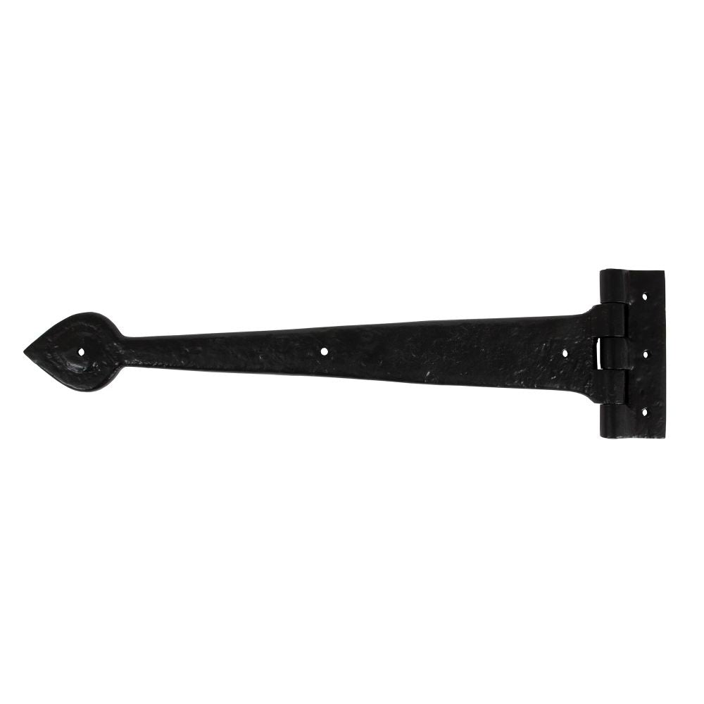 This is an image showing From The Anvil - Black Textured 16" Cast T Hinge (pair) available from trade door handles, quick delivery and discounted prices