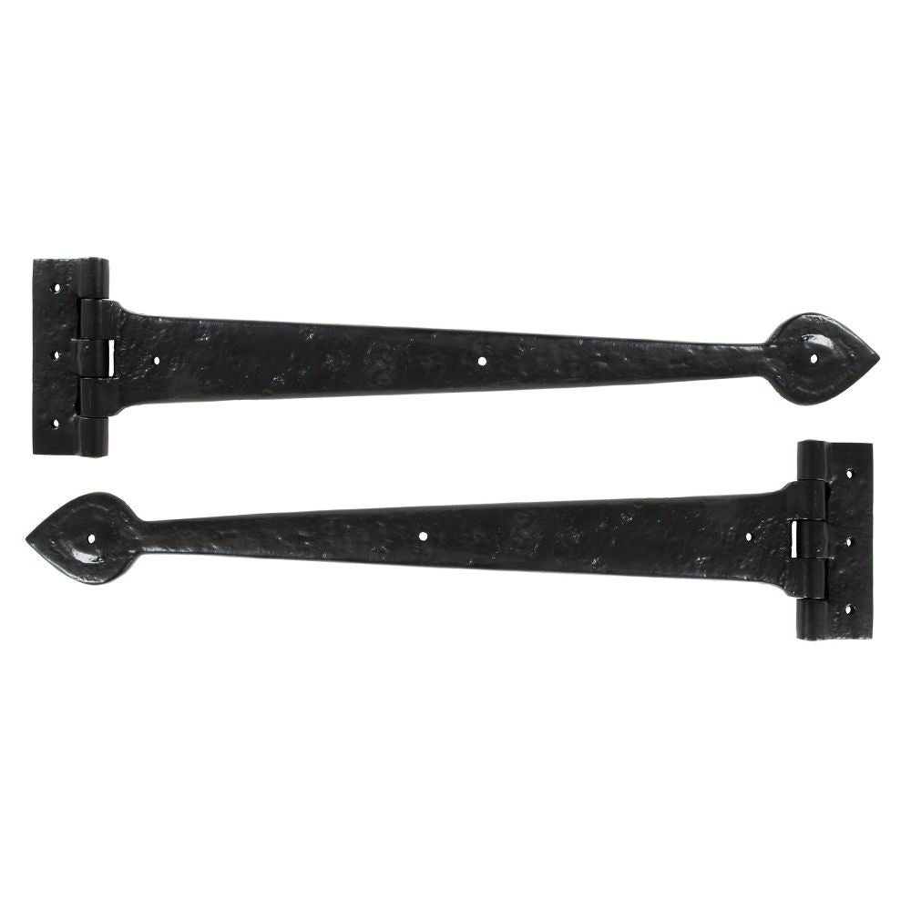 This is an image showing From The Anvil - Black Textured 18" Cast T Hinge (pair) available from trade door handles, quick delivery and discounted prices