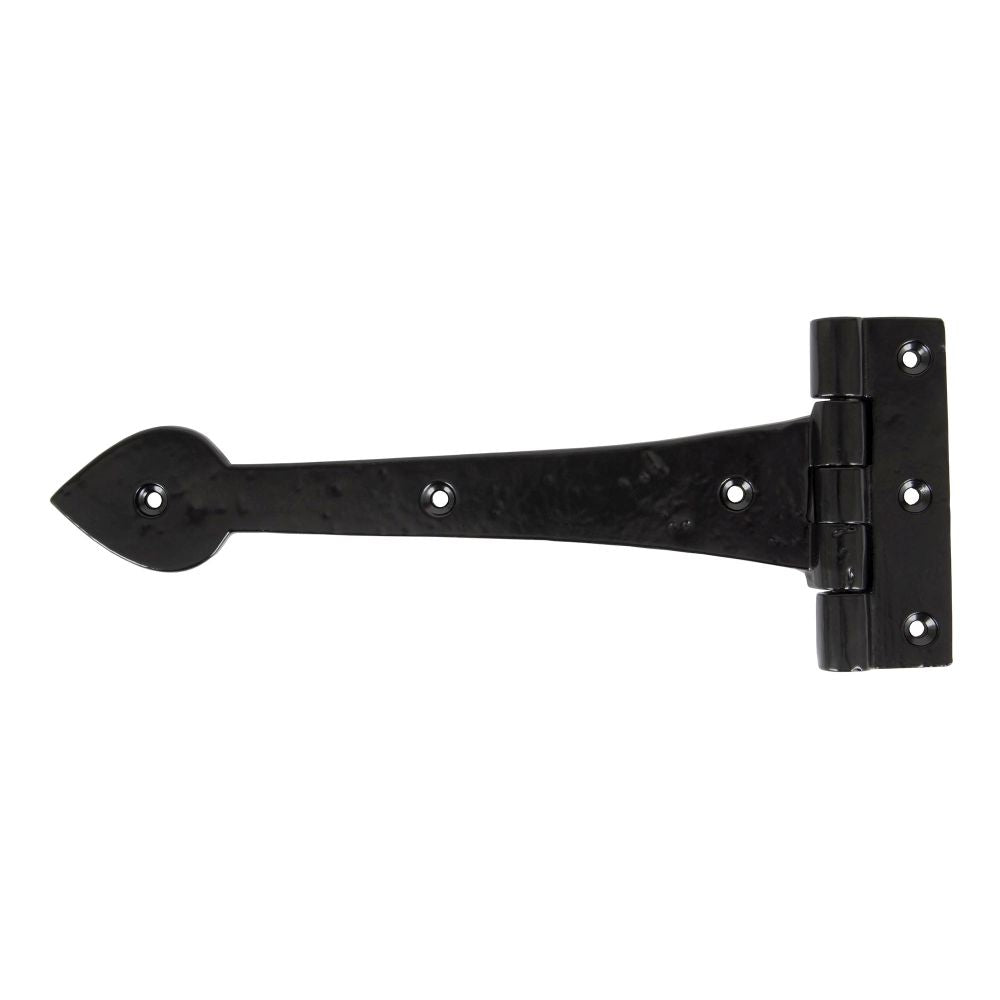 This is an image showing From The Anvil - Black Smooth 10 1/2" Cast T Hinge (pair) available from trade door handles, quick delivery and discounted prices