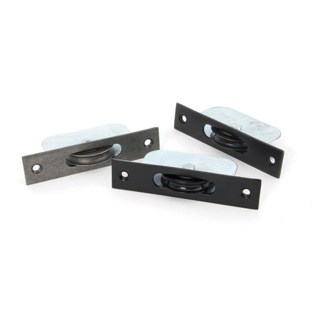 This is an image showing From The Anvil - Black Square Ended Sash Pulley 75kg available from trade door handles, quick delivery and discounted prices