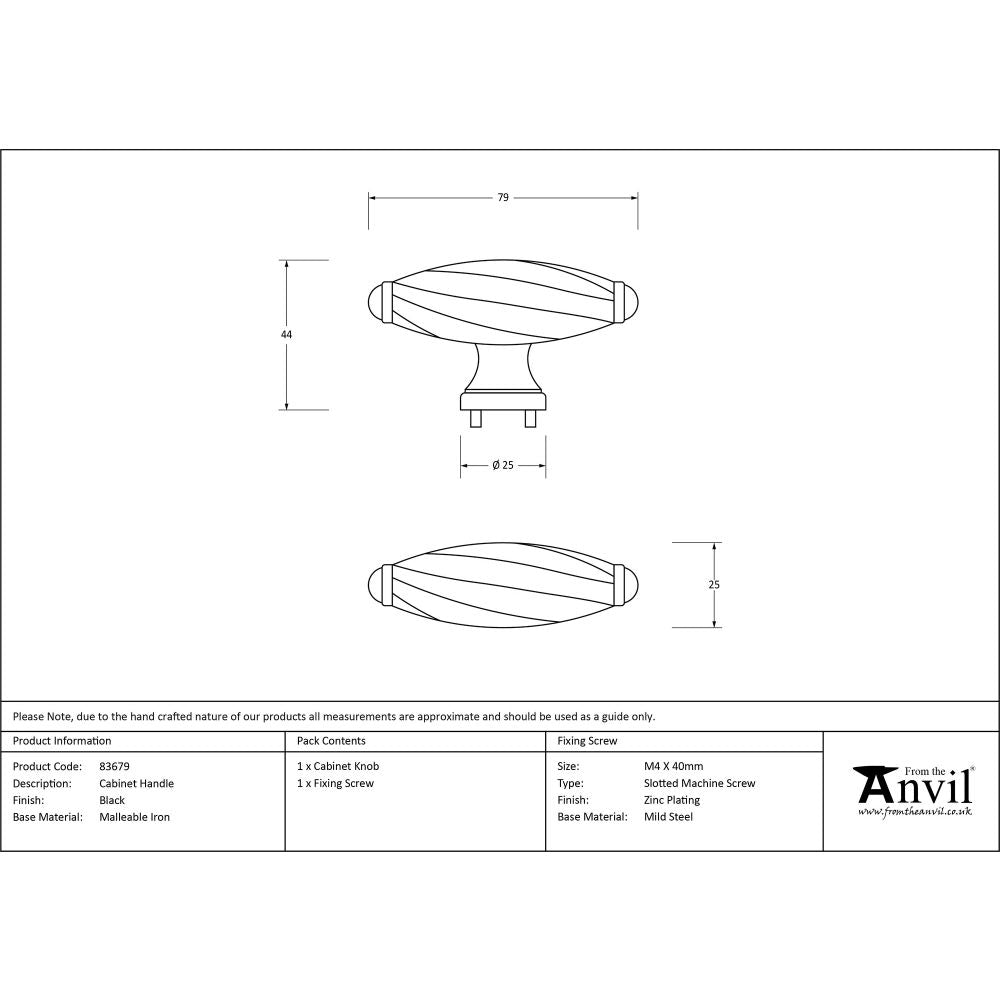 This is an image showing From The Anvil - Black Cabinet Handle available from trade door handles, quick delivery and discounted prices