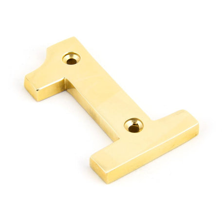 This is an image showing From The Anvil - Polished Brass Numeral 1 available from trade door handles, quick delivery and discounted prices