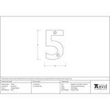High quality image of From The Anvil - Antique Pewter Numeral 5 | Sku. 83735 | Trade Door Handles, Kendal.