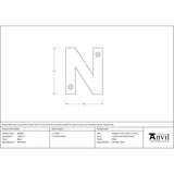 High quality image of From The Anvil - Black Letter N | Sku. 83800n | Trade Door Handles, Kendal.