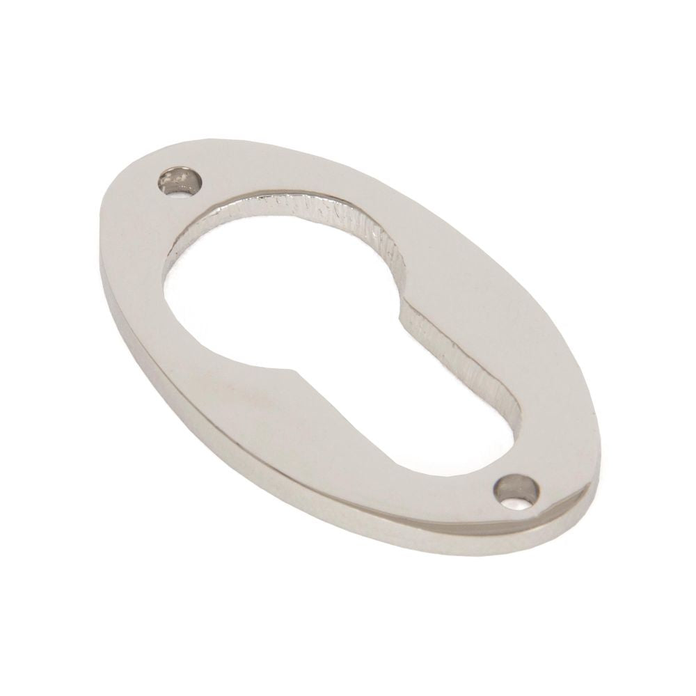 This is an image showing From The Anvil - Polished Nickel Oval Euro Escutcheon available from trade door handles, quick delivery and discounted prices