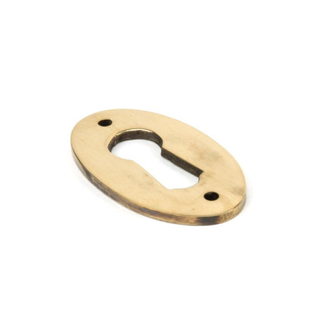 This is an image showing From The Anvil - Aged Brass Oval Escutcheon available from trade door handles, quick delivery and discounted prices