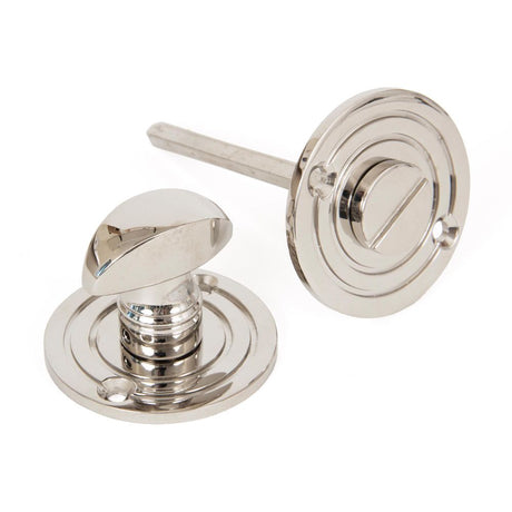 This is an image showing From The Anvil - Polished Nickel Round Bathroom Thumbturn available from trade door handles, quick delivery and discounted prices