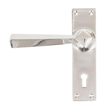 This is an image showing From The Anvil - Polished Chrome Straight Lever Lock Set available from trade door handles, quick delivery and discounted prices