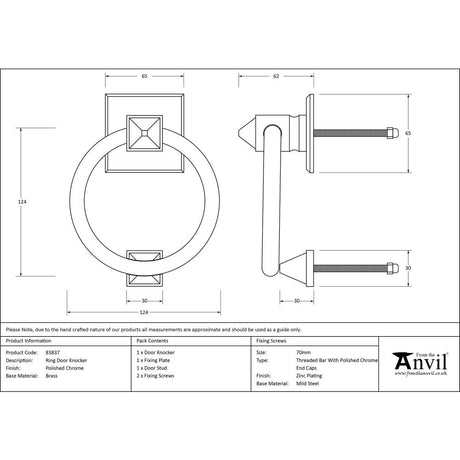 This is an image showing From The Anvil - Polished Chrome Ring Door Knocker available from trade door handles, quick delivery and discounted prices