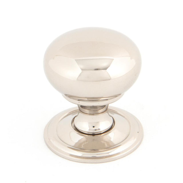 This is an image showing From The Anvil - Polished Nickel Mushroom Cabinet Knob 32mm available from trade door handles, quick delivery and discounted prices