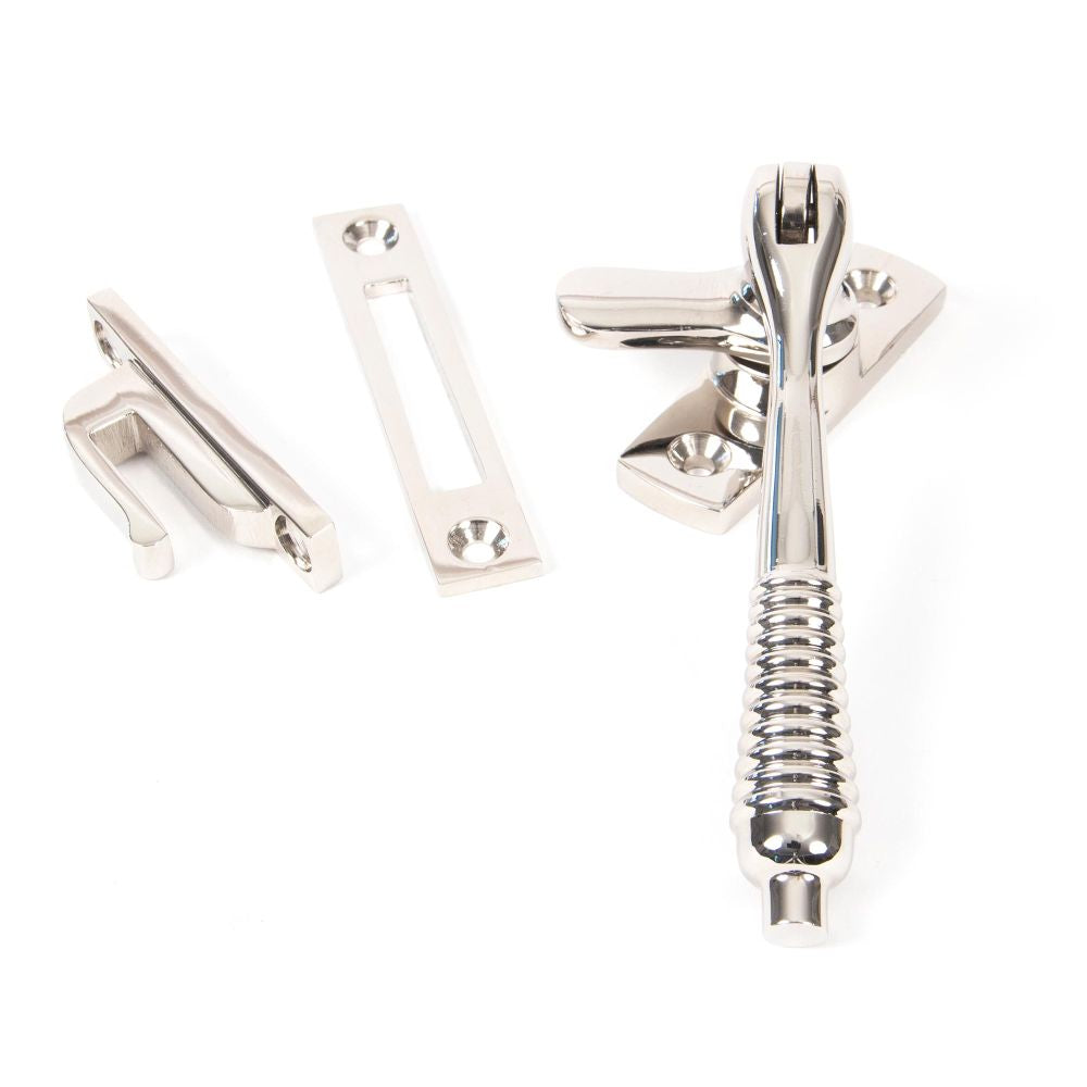 This is an image showing From The Anvil - Polished Nickel Locking Reeded Fastener available from trade door handles, quick delivery and discounted prices