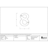 High quality image of From The Anvil - Satin Chrome Numeral 8 | Sku. 83928 | Trade Door Handles, Kendal.