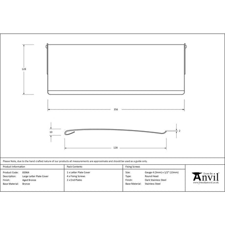 This is an image showing From The Anvil - Aged Bronze Large Letter Plate Cover available from trade door handles, quick delivery and discounted prices