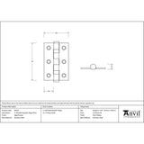 This is an image showing From The Anvil - Aged Bronze 3" Ball Bearing Butt Hinge (pair) ss available from trade door handles, quick delivery and discounted prices