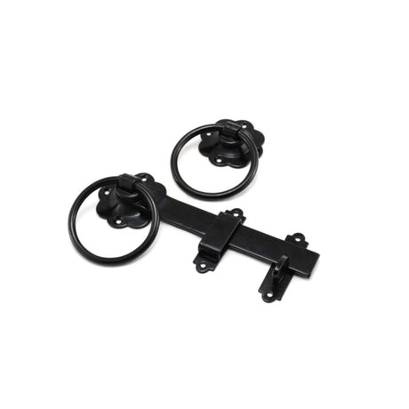 This is an image of Spira Brass - Ring Gate Latch - Plain Black   available to order from trade door handles, quick delivery and discounted prices.