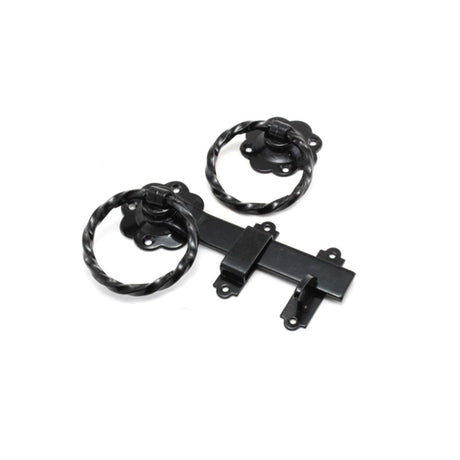 This is an image of Spira Brass - Ring Gate Latch - Twisted Black   available to order from trade door handles, quick delivery and discounted prices.