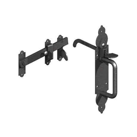 This is an image of Spira Brass - Iron Suffolk Latch - Gothic Black   available to order from trade door handles, quick delivery and discounted prices.