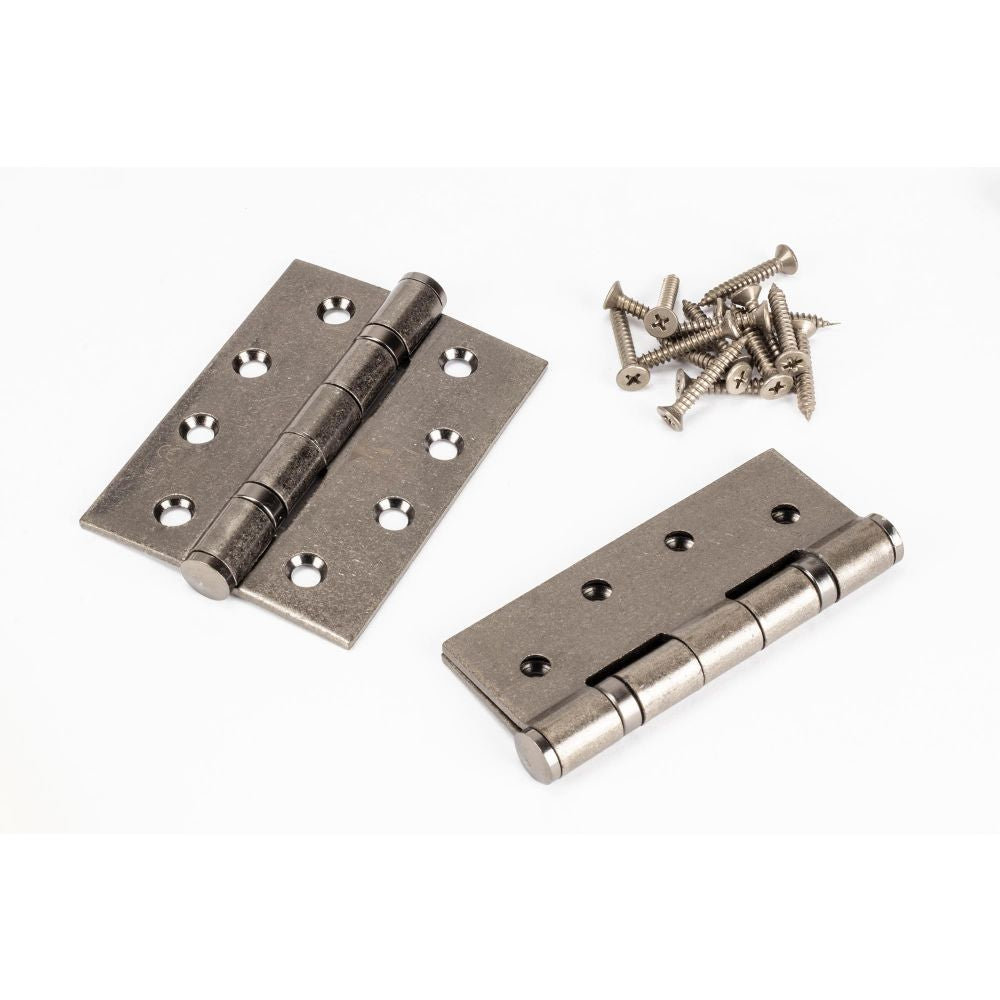 This is an image showing From The Anvil - Pewter 4" Ball Bearing Butt Hinge (Pair) ss available from trade door handles, quick delivery and discounted prices