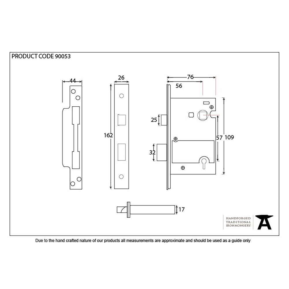 This is an image showing From The Anvil - Black 3" 5 Lever Heavy Duty BS Sash Lock available from trade door handles, quick delivery and discounted prices